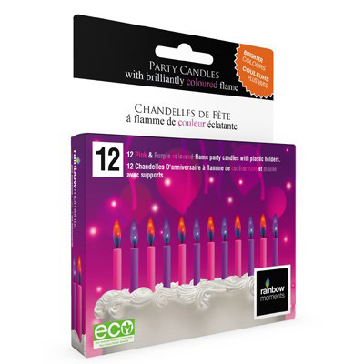 Image Coloured Flame Birthday Candles for girl: pink and purple