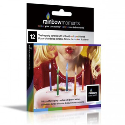 Image Coloured Flame Birthday Candles with multicoloured flames, 12/Pack (24 pcs)