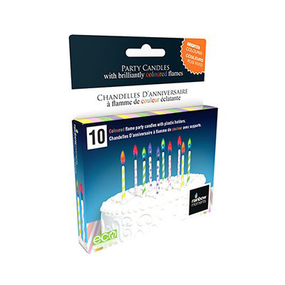 Image Coloured Flame Birthday Candles with multicoloured flames, pastel colors, 10/pack (24)