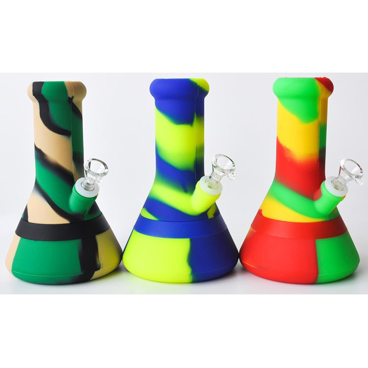 Image Bong à eau en silicone - GRAND (8 pouces) couleurs assorties