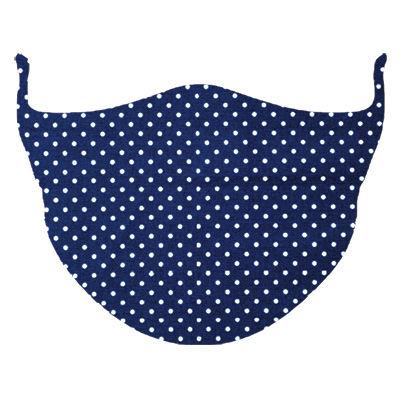 Image Reusable mask Adult - Navy Blue w/ Polka dots Design - Medium/Large