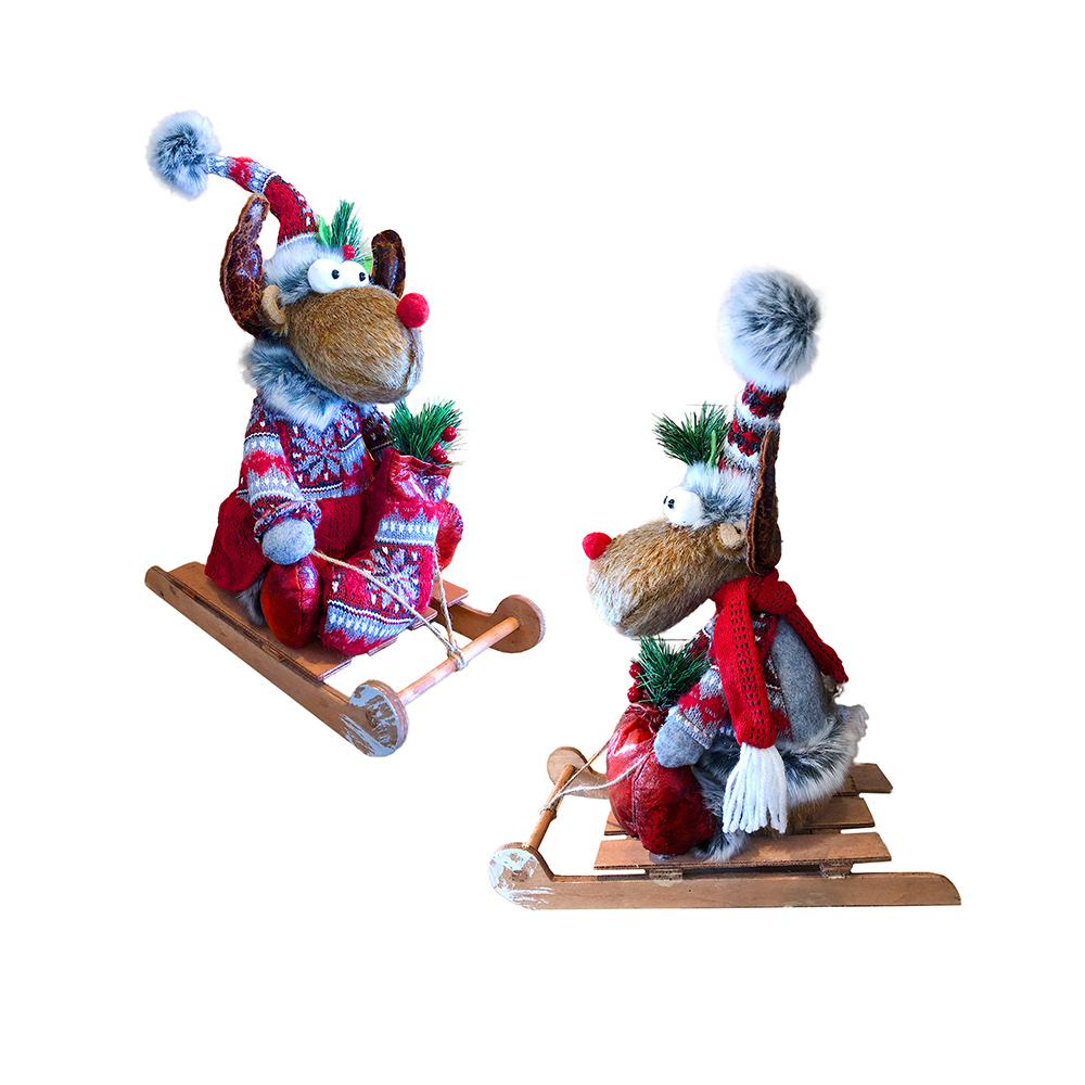 Image Duo of Mooses in Sleigh (girl/boy)