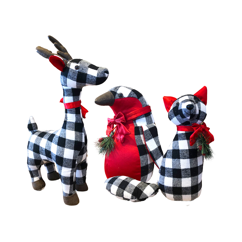 Image Cat, Reindeer & Penguin Black & White Plaid Pattern, 3 models