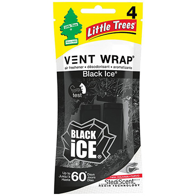 Image Désodorisant pour auto vent wrap Little Trees (4/pqt) - Glace noire