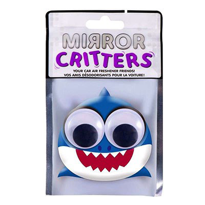 Image Mirror Critters Air Freshener - Blue Shark -  Linen Fragrance - Googly Eyes