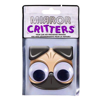 Image Mirror Critters Air Freshener - Dog Pug - Linen Fragrance - Googly Eyes