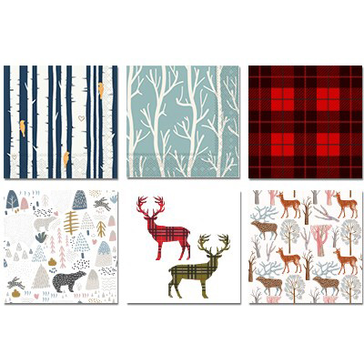 Image Assortment of 12 Fall napkins, 6 designs, 30 units per pack