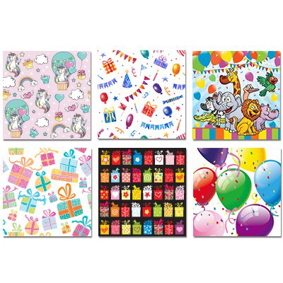 Image Assortment of 12 Party napkins, 6 designs, 30 units per pack