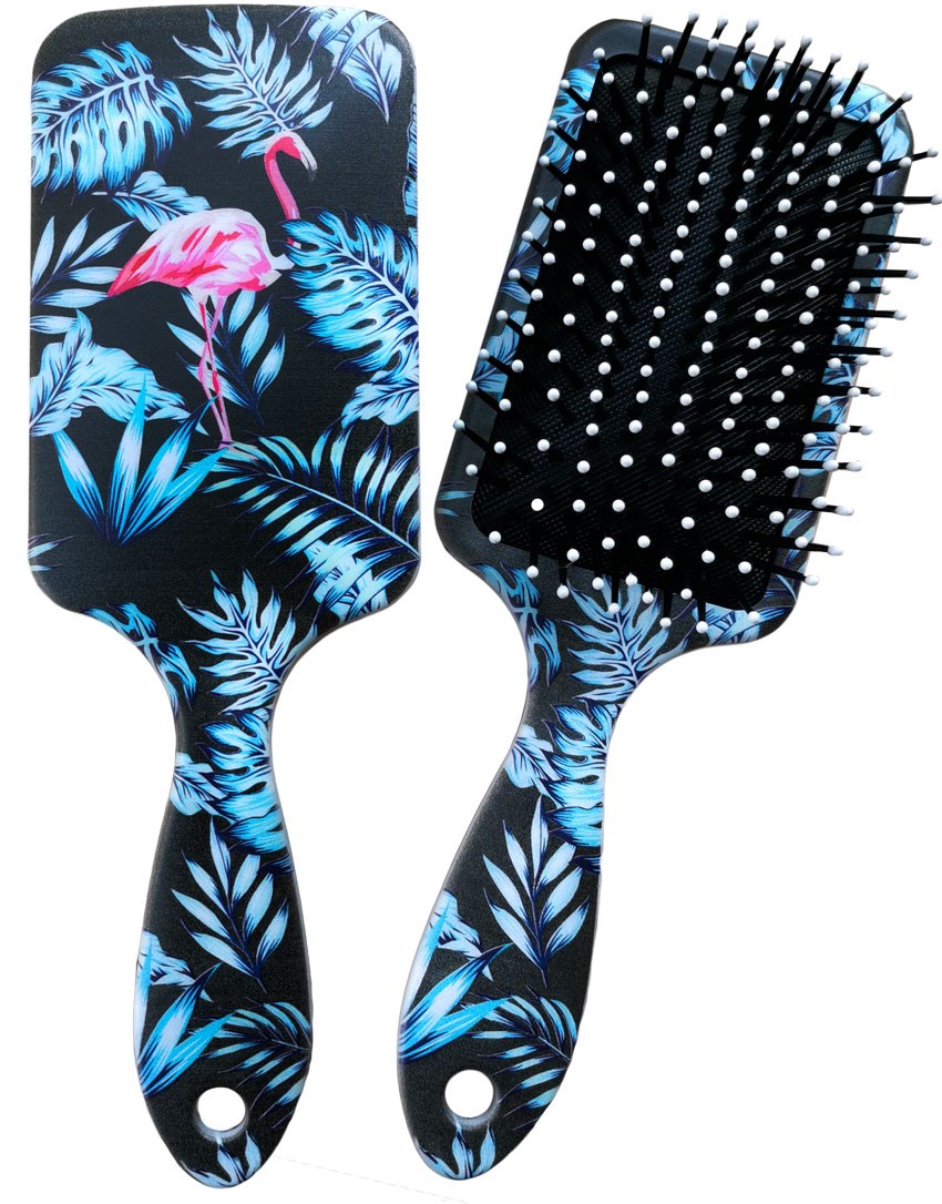 Image Brosse à cheveux pour adultes - Série tropicale - Flamant rose