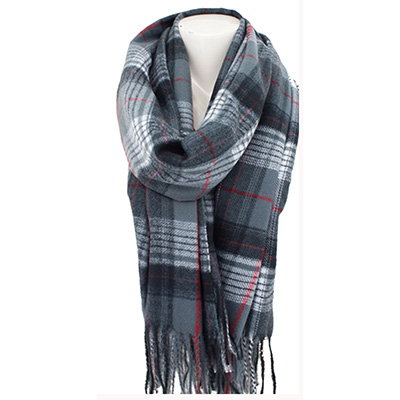 Image Fleece Scarf for WOMEN Chekered Design, Grey