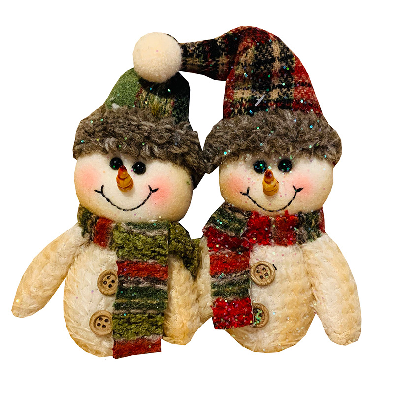 Image Ornements bonhomme de neige / 2 couleurs assorties dans un panier en bois - Collection scintillante