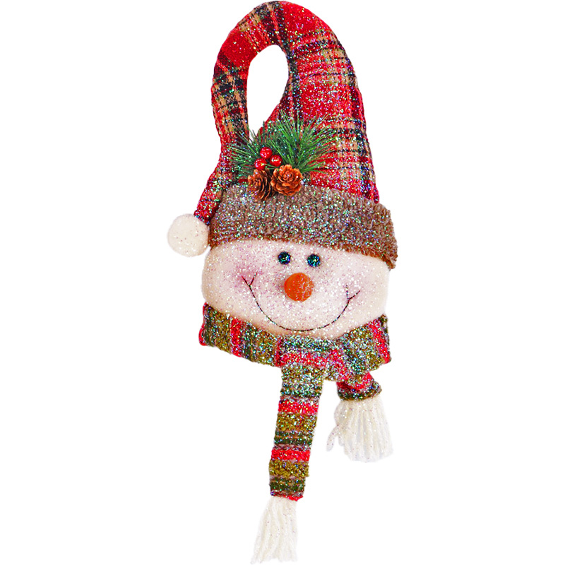 Image Décoration de porte bonhomme de neige - Collection scintillante - Chapeau rouge