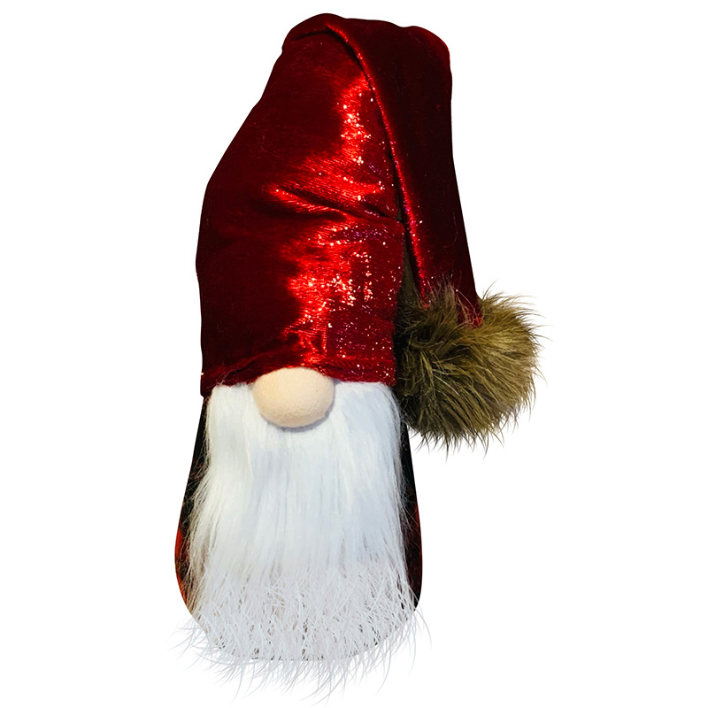 Image Gnome avec chapeau rouge soyeux et brillant avec pompon en fourure