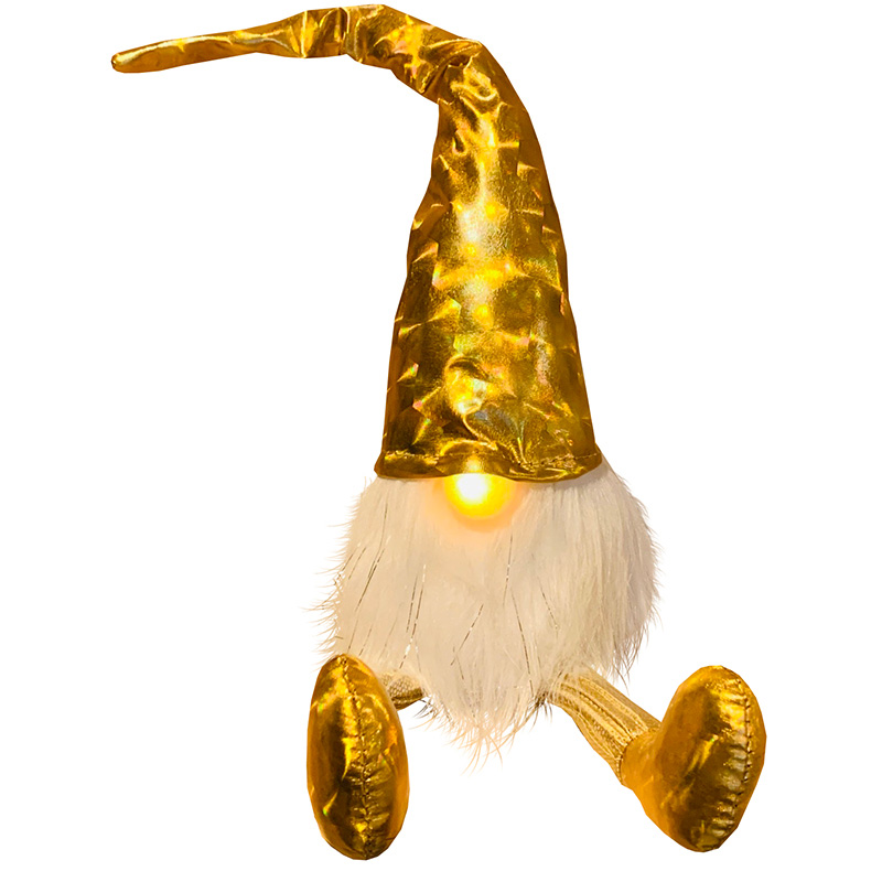 Image Gnome avec nez LED, chapeau et chaussures en or brillant