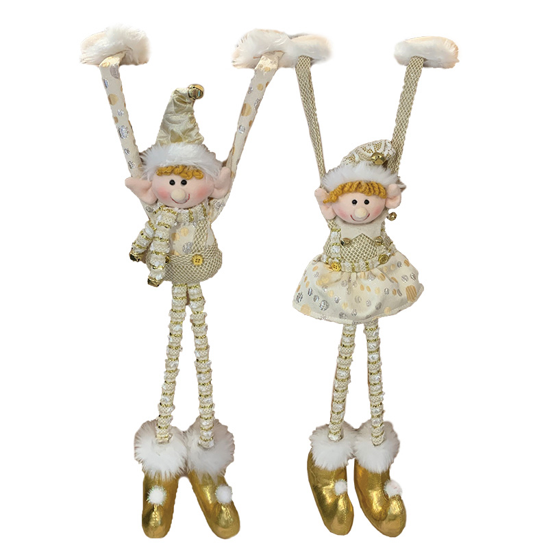 Image Hanging Boy and Girl Elves - Gold