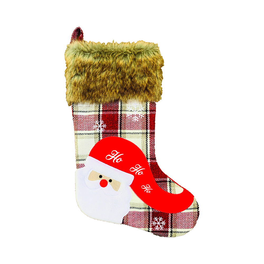 Image Stocking With Brown Fur - Santa