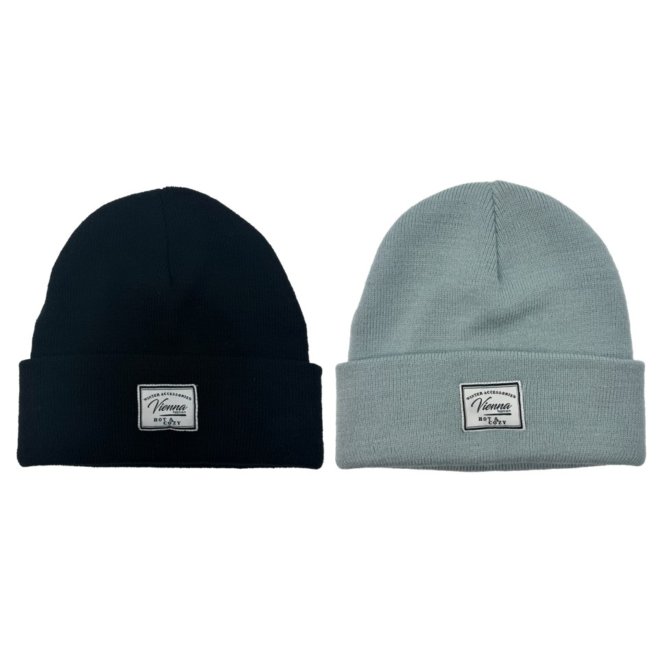 Image 100% 'Hot & Cozy' Acrylic Knitted Hats - 2 Ass't Colors (Black (201) and Light Blue (202)