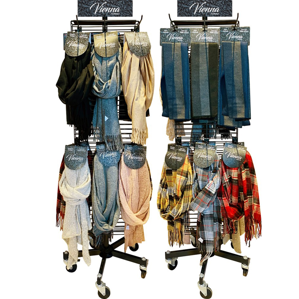 Image Assortiment de 45 foulards Fashion pour hommes et femmes en présentoir plancher