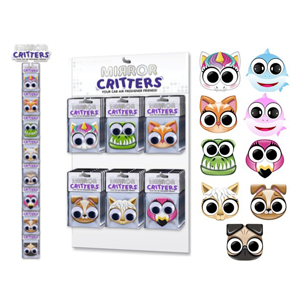 Image Mirror Critters- Starter Kit: Pre-loaded Peggable Display (30 pcs), 1 empty clip strip, 50 refills