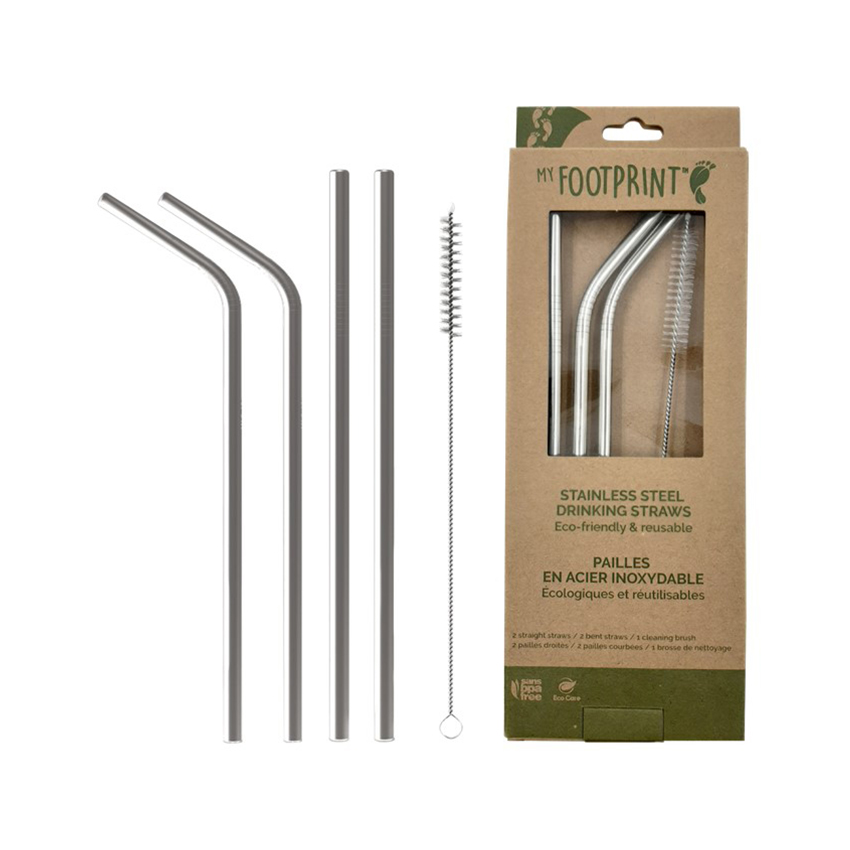 Image Stainless Steel Straws, 4pc Set with a Brush