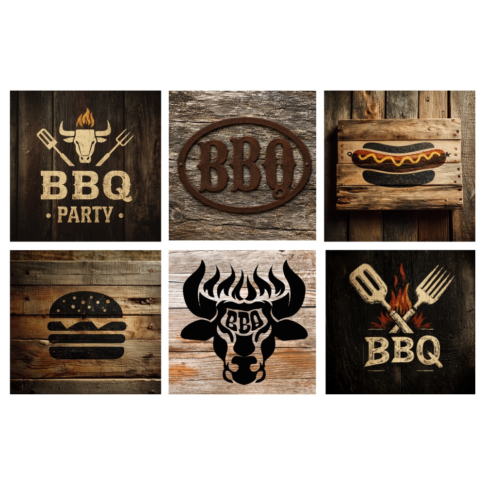 Image Ass't de 12 serviettes de table - Séries GRILL SUR BOIS  / 6 modèles, 20 unités ch.