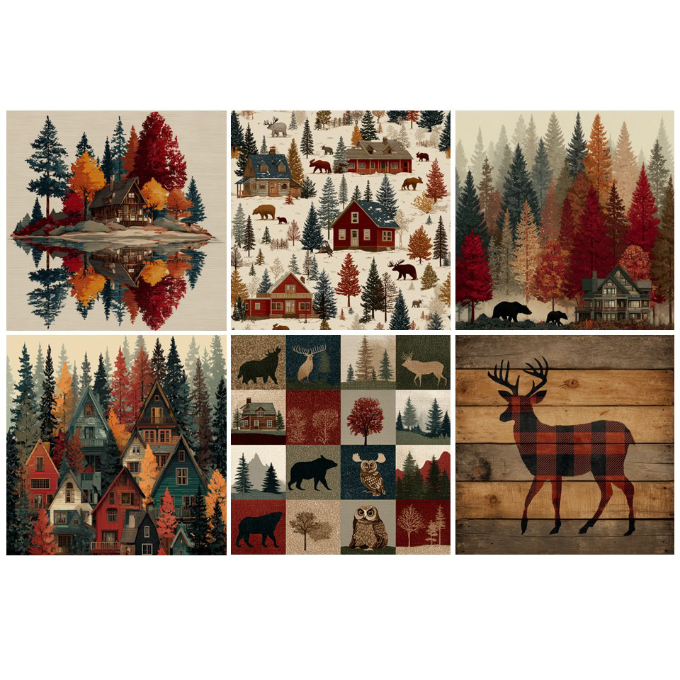 Image 12-PC Napkins Assortment – NORDIC COTTAGE Series / 6 Designs, 20 pcs ea.