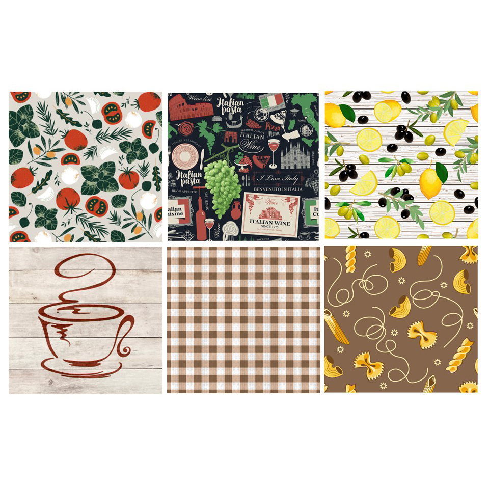 Image 12-PC Ass't of Napkins, 'Gourmet Flavors' Series, 6 designs, 20 units each