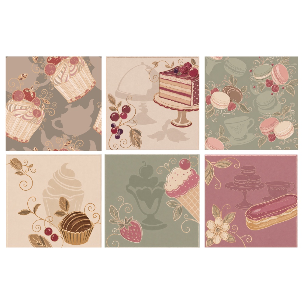 Image Ass't de 12 serviettes de table - Série BEC SUCRÉ / 6 modèles, 20 unités ch.