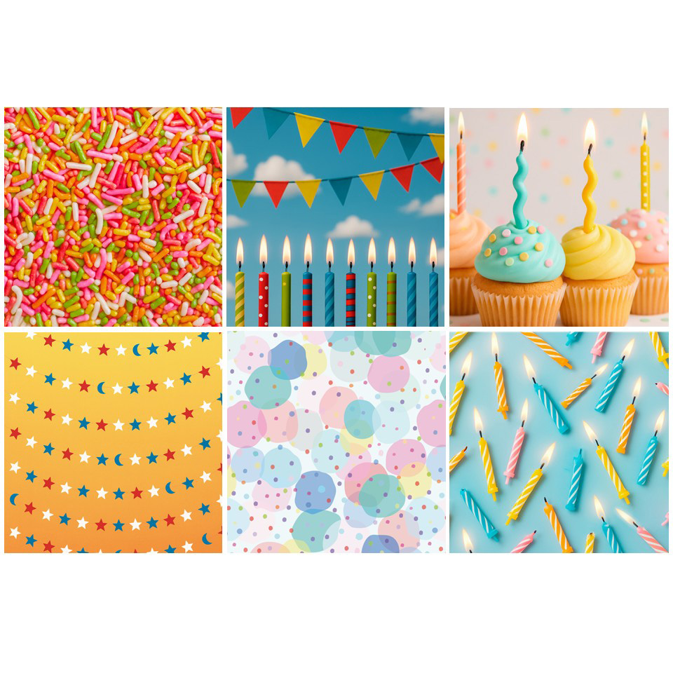 Image Ass't de 12 serviettes de table - Série CELEBRATION-05 / 6 modèles, 20 unités ch.