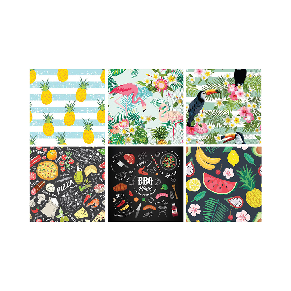 Image Assortment of 12 Summer napkins, 6 designs, 20 units per pack