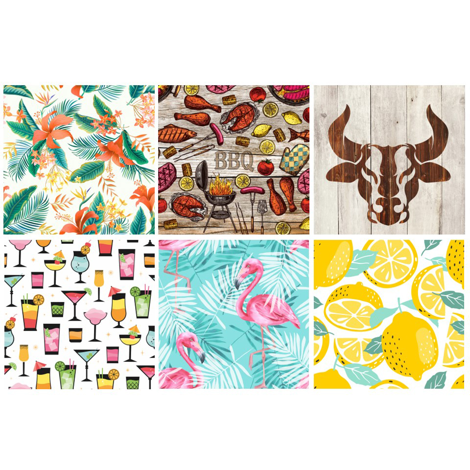 Image 12-PC Ass't of Napkins, 'Summer Delight' Series, 6 designs, 20 units each