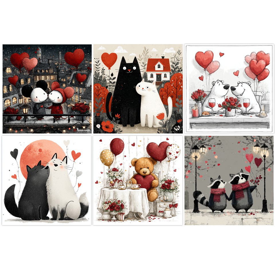 Image 12-PC Napkins Assortment – JUST THE TWO OF US Series / 6 Designs, 20 pcs ea.