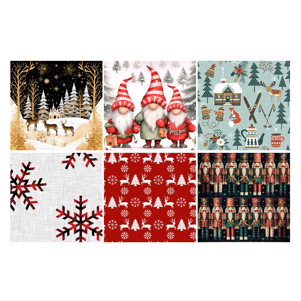 Image Assortment of 12 ''Christmas'' napkins, 6 designs, 20 units per pack