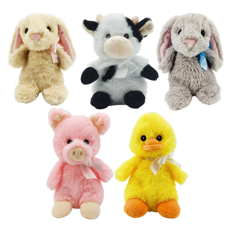 Image Assortiment de 24 peluches animaux sur chaîne (5 modèles) - SÉRIE #2