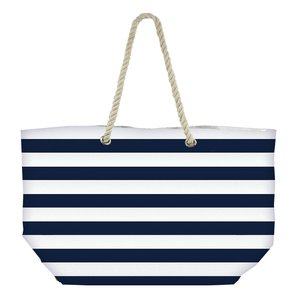 Image Summer beach bag - navy blue striped pattern