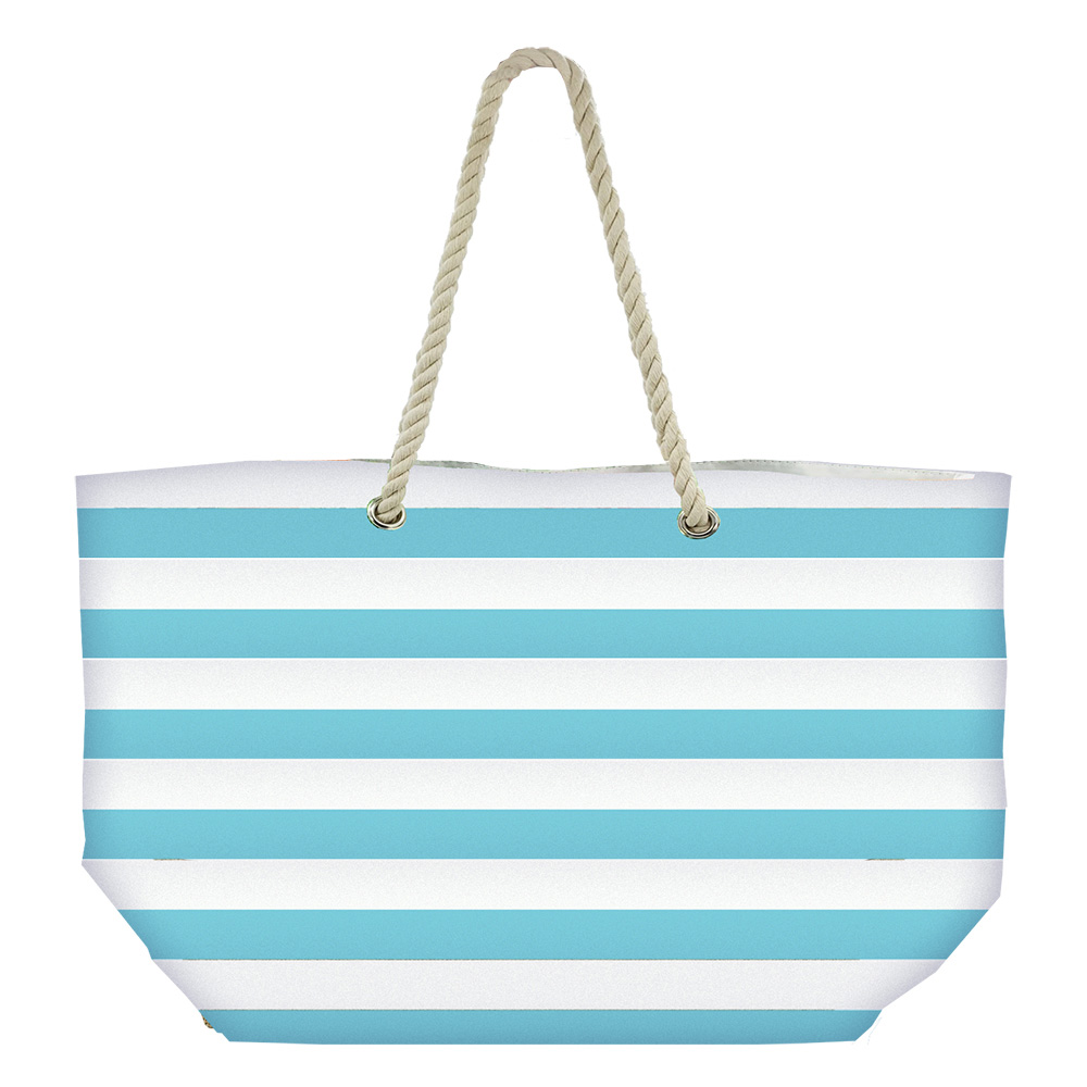 Image Sac de plage – ligné turquoise