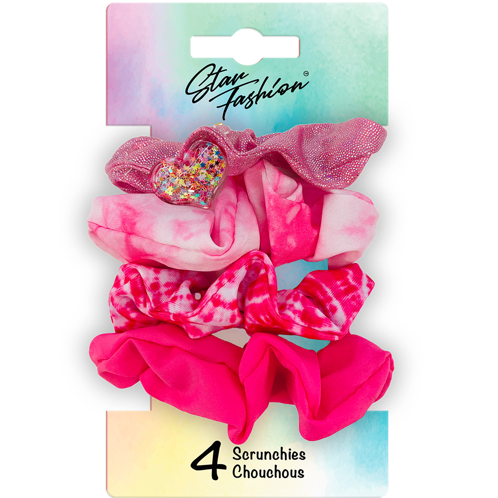 Image Set of 4 Scrunchies - Pink with heart