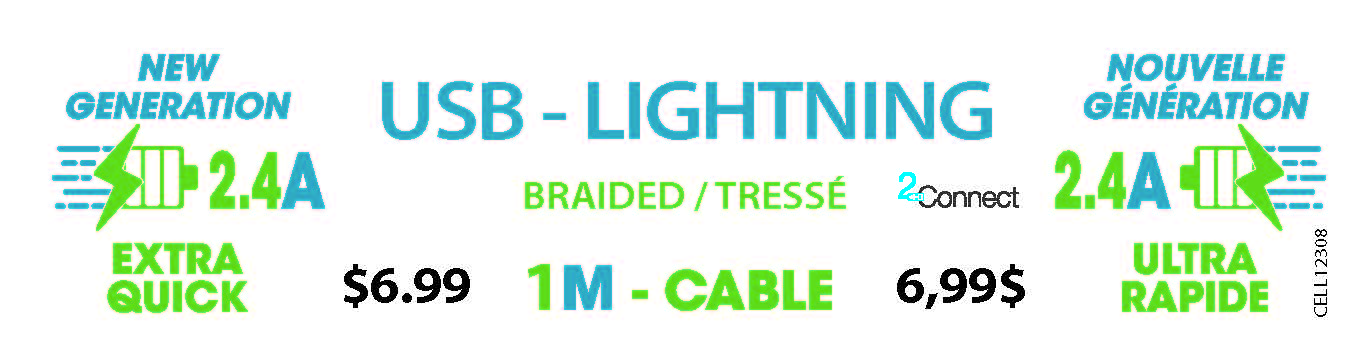 Image STICKER-05-1M, USB-A TO LIGHTNING- Braid and metal housing