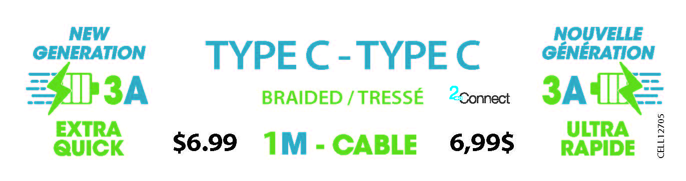 Image STICKER-03-1M, TYPE C TO TYPE C- Braid and metal housing