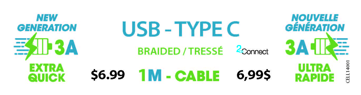 Image STICKER-01-1M, USBA TO TYPE C- Braid and metal housing