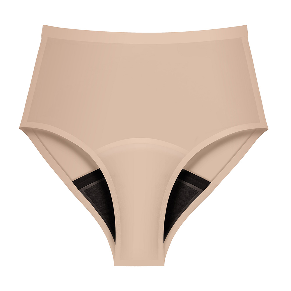 Image Sous-vêtement menstruel réutilisable – Taille haute - Beige / Large