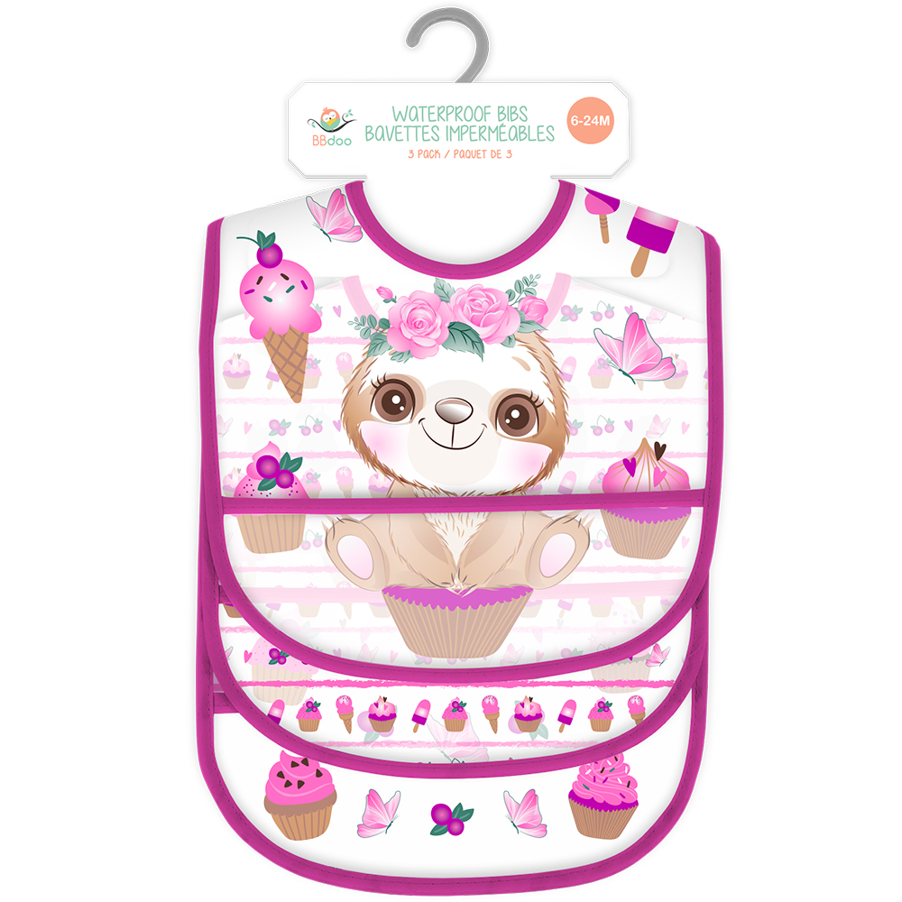 Image Waterproof Baby Bibs - Sloth Series