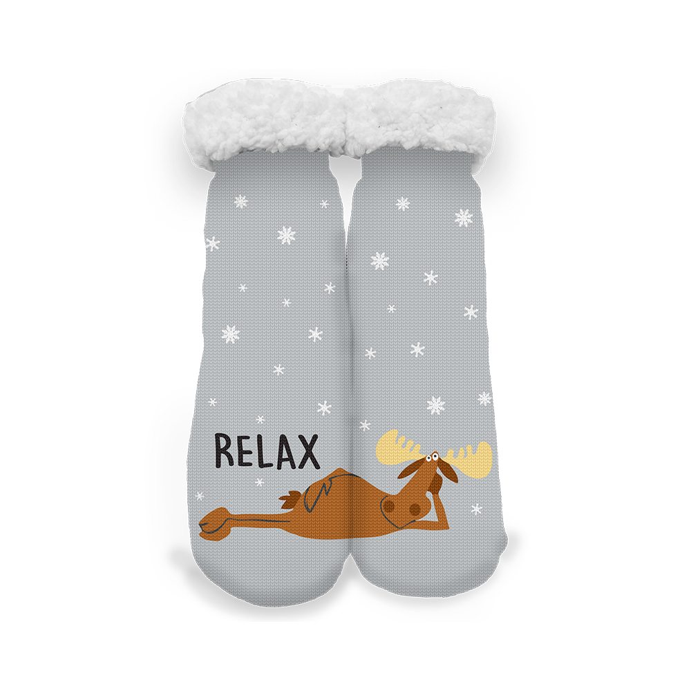 Image Winter Funky Socks in Fleece - Relax Design - Grey