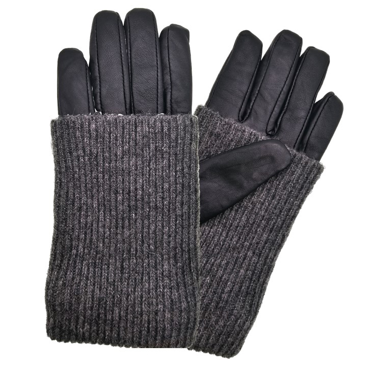 Image Black Sheep Leather Women's Gloves, Wool Wrists