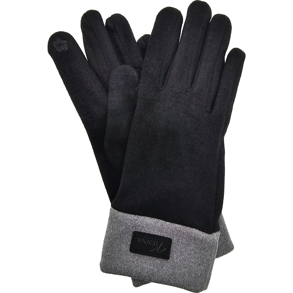 Image 2 Tones Gloves in Faux Suede - Black & Grey