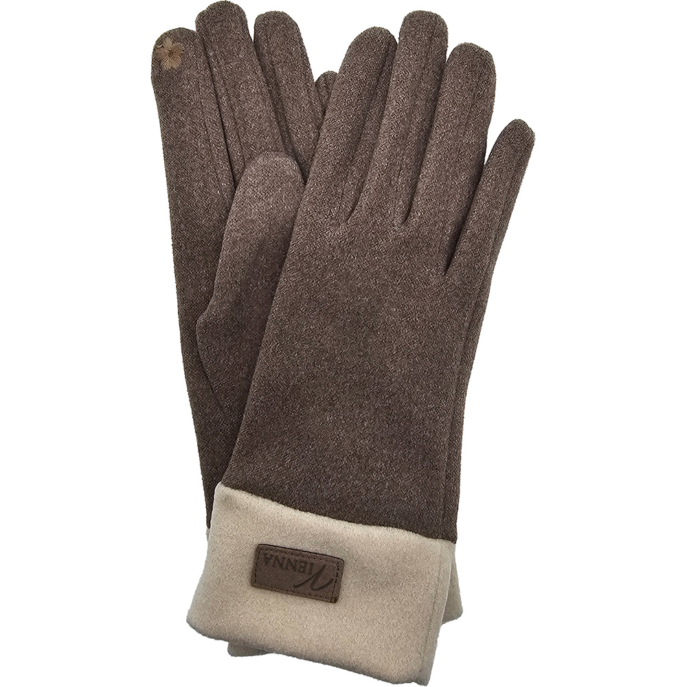 Image 2 Tones Gloves in Faux Suede – Brown & Beige
