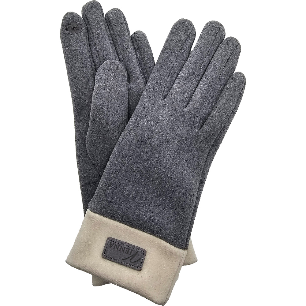 Image 2 Tones Gloves in Faux Suede – Grey & White