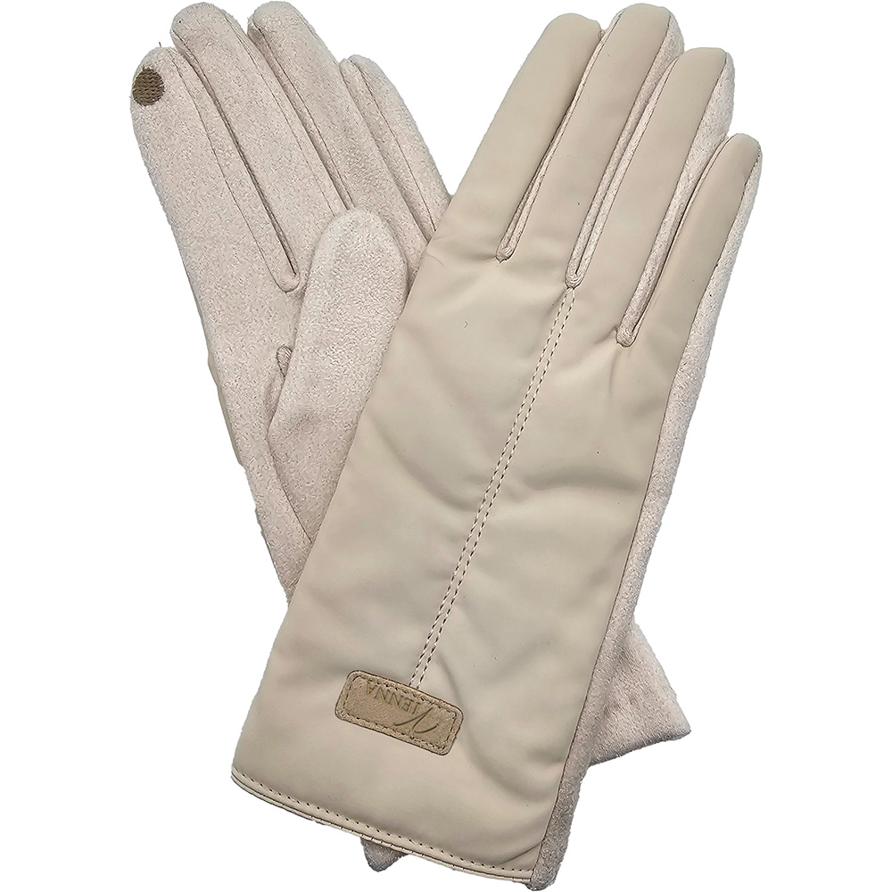 Image PU Gloves with Faux Suede Palms - Light Beige