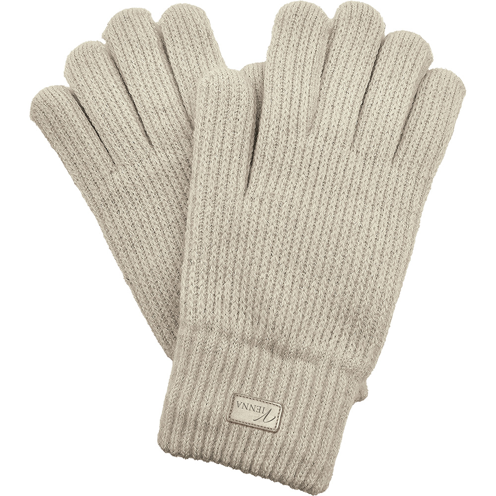 Image Knitted Lined Gloves - Light Beige