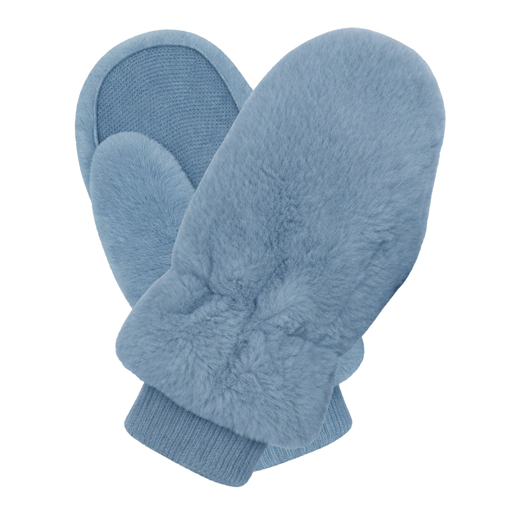 Image Mitaines en fourrure bleue pour enfants - Grand (8-10 ans)